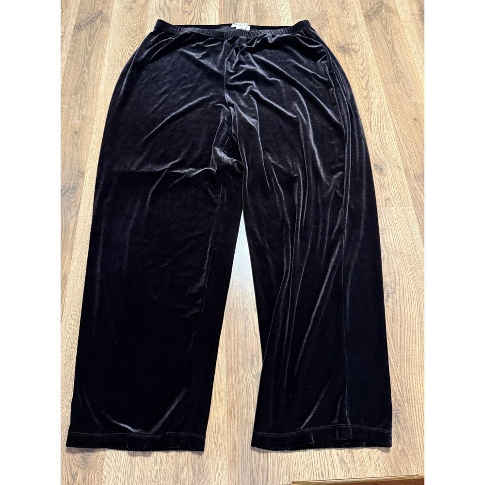 Notation Woman Pants Womens Size 1X Black Trousers Velvet Wide Leg Stretch